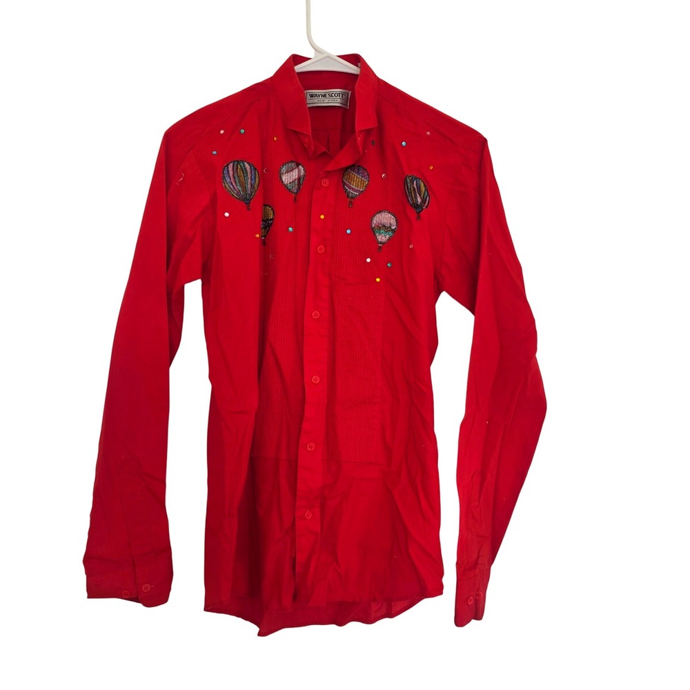 Wayne Scott New York Red Hot Air Balloon Embellished Button Down Shirt